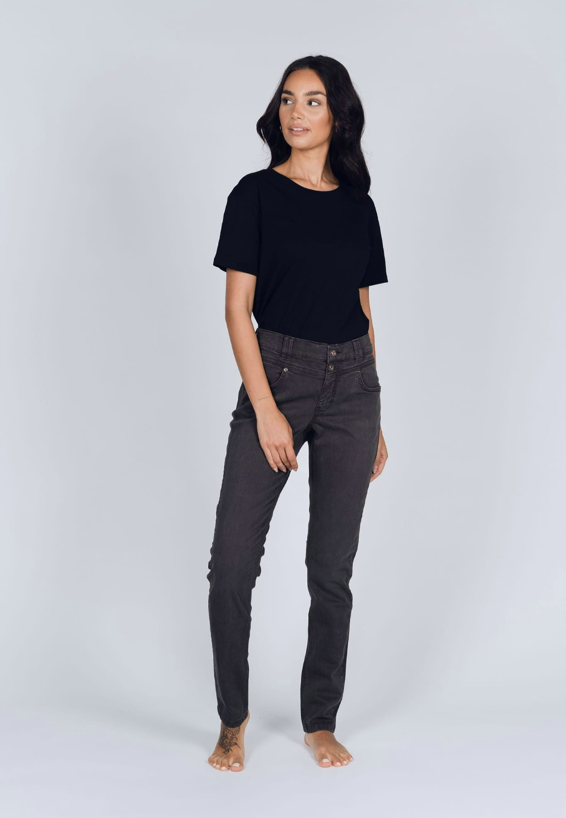 Baumwollmischung Hose mit schmaler Passform – Rückansicht