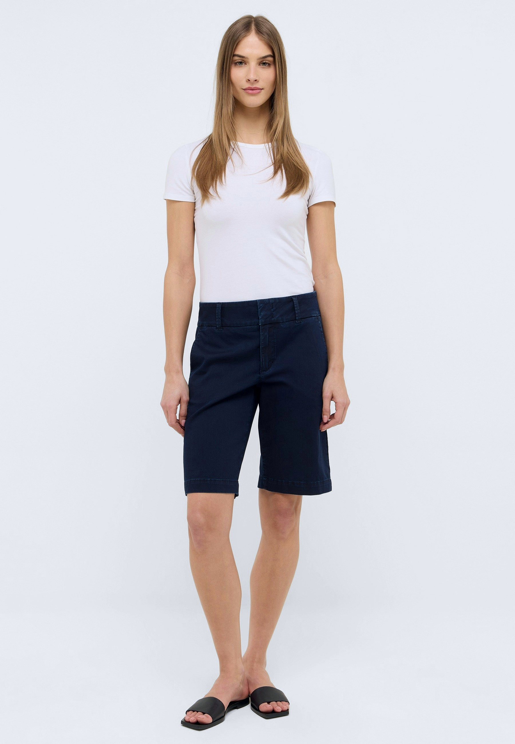 Straight fit bermuda hose damen mit baumwolle – Rückansicht