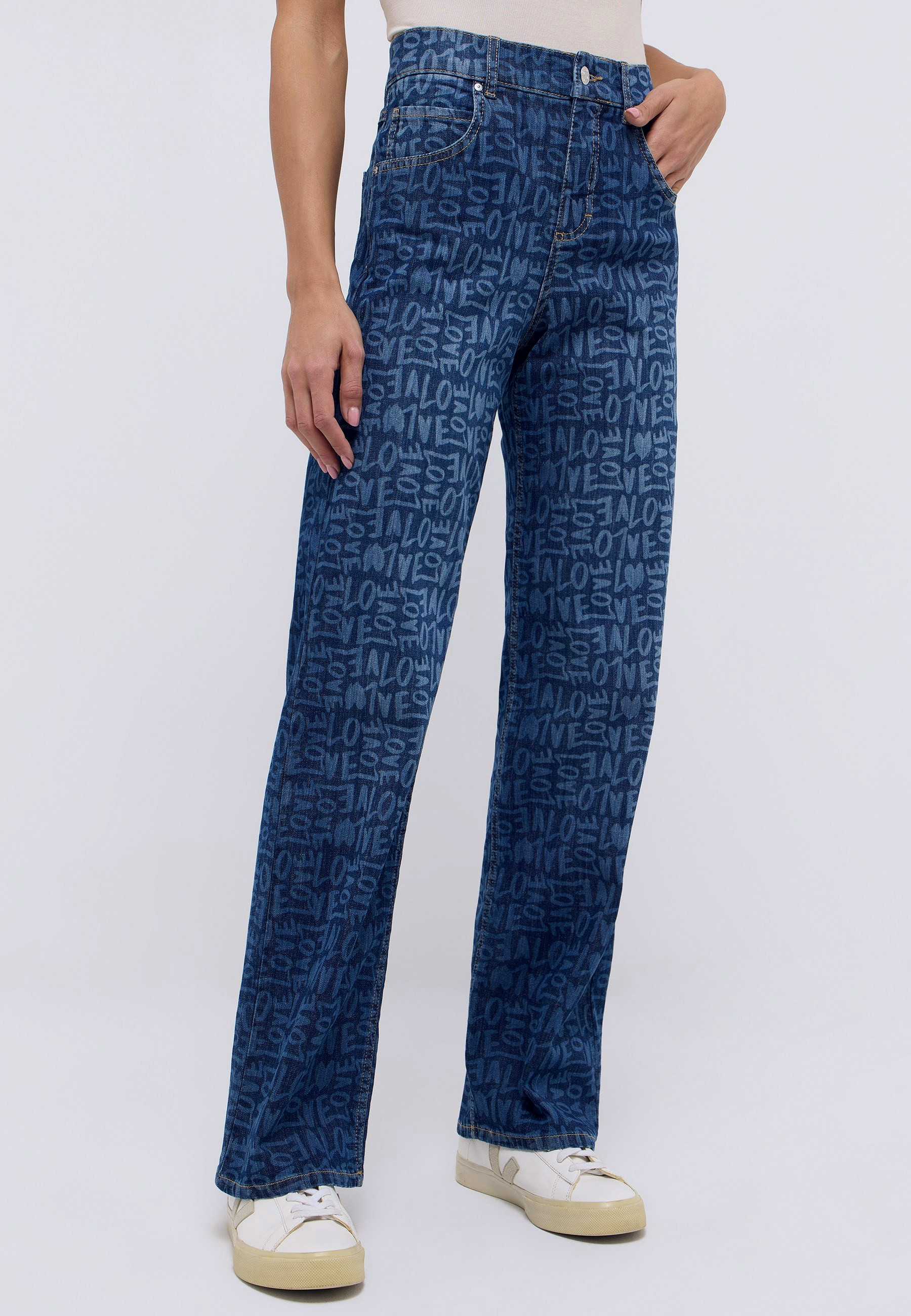 Damen Hose Fischgrätmuster Straight Fit | Angels