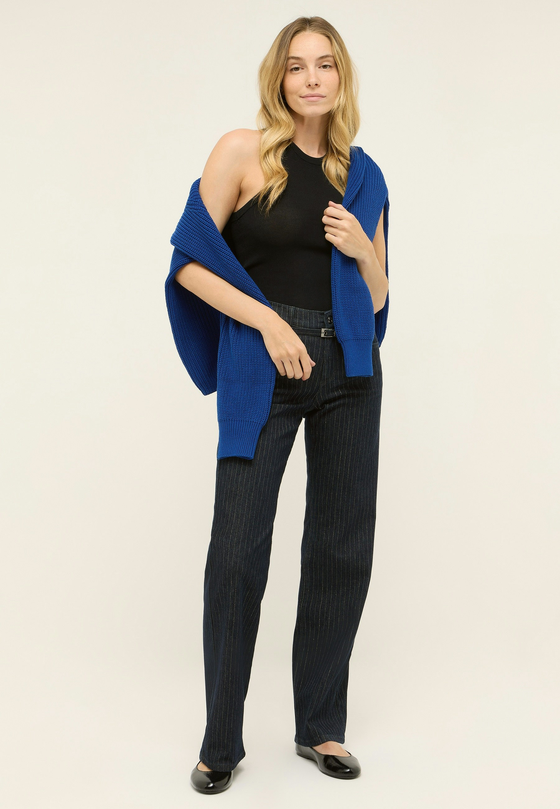 Wide Leg Hose mit Lurex-Anteil – Seitenansicht