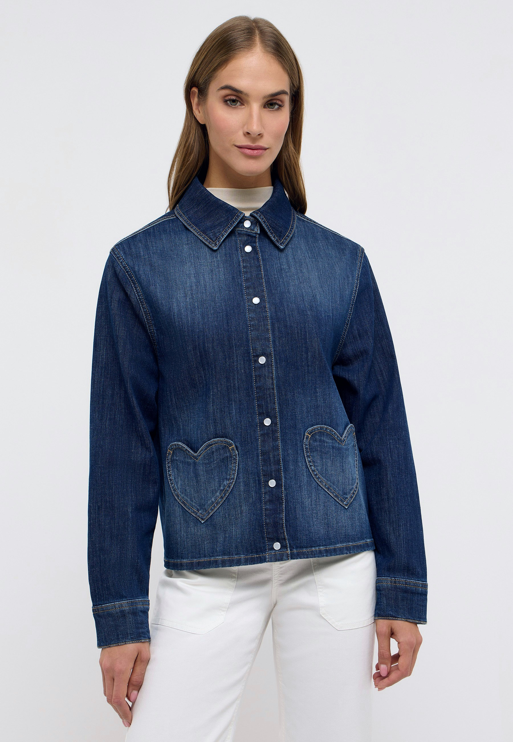 Hosejacke Damen Oversize – Mittelblau (Used) Gerader, entspannter Schnitt | Angels