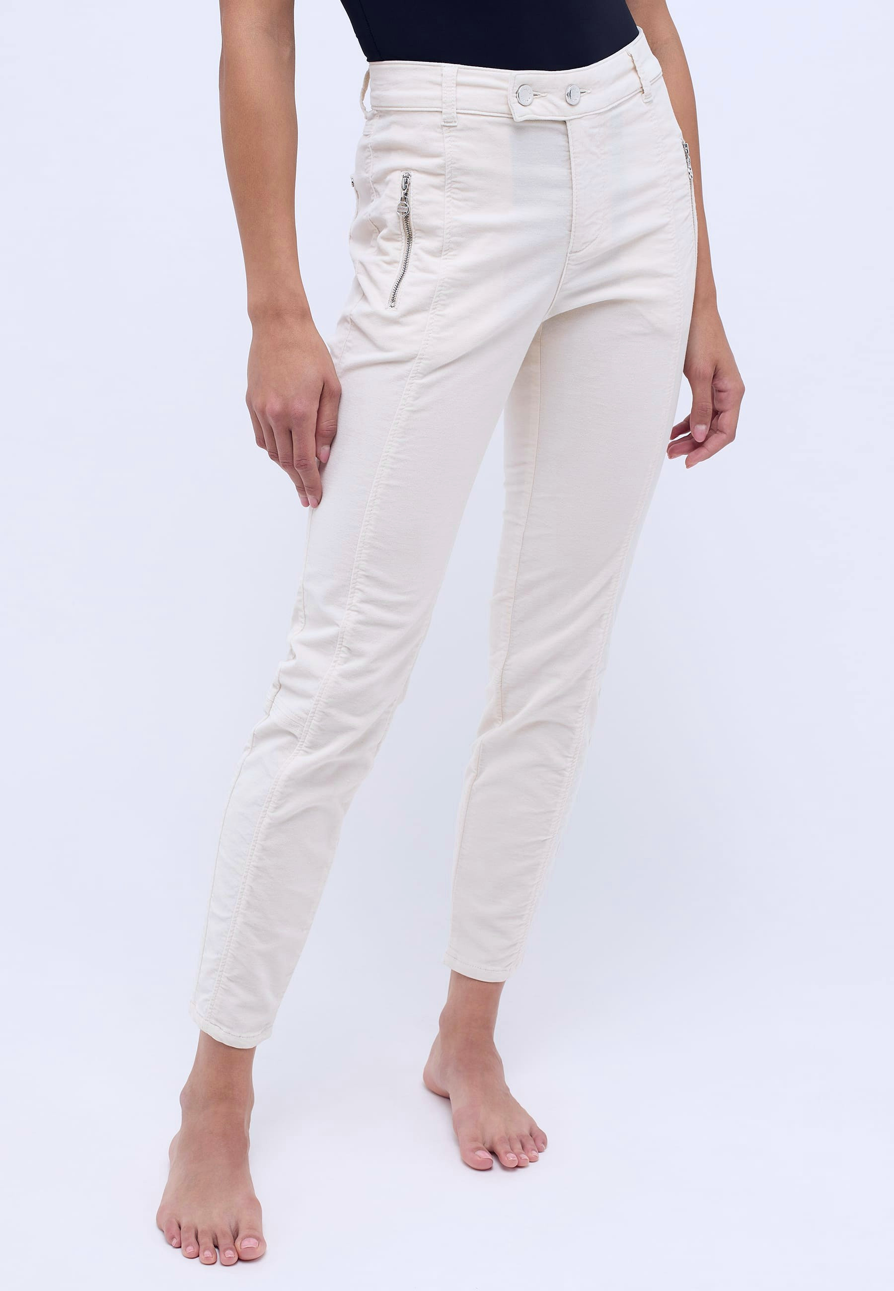 Samthose Damen Slim Fit mit Reißverschluss | Angels