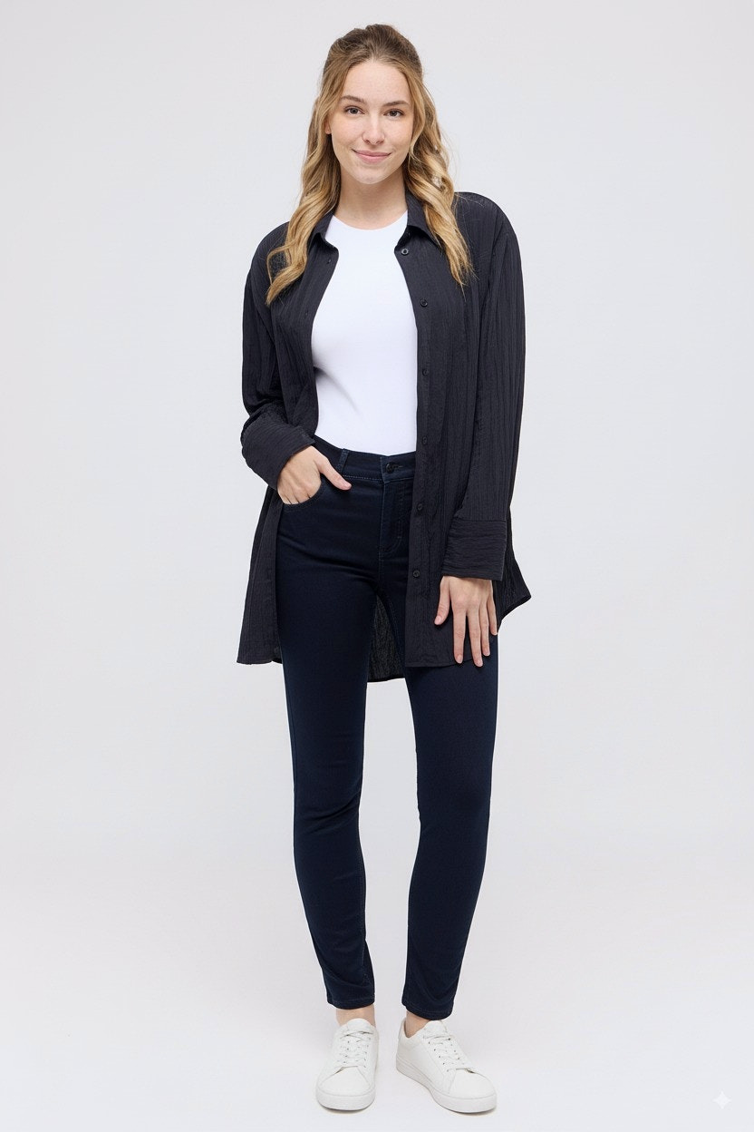 Slim Fit Hose mit Polyesteranteil – Rückansicht